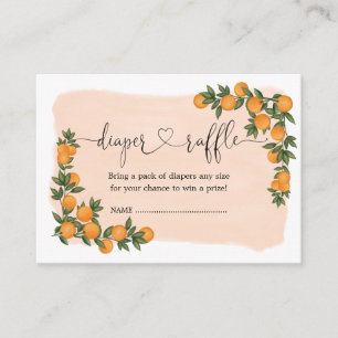 Citrus Orange Clementine Greenery Diaper Raffle Enclosure Card
