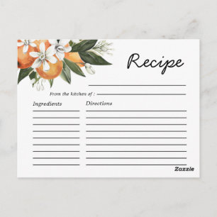 Citrus Orange Cutie Bridal Shower Recipe Postcard