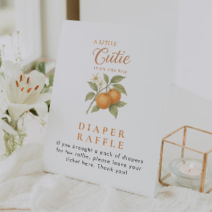Citrus Orange Diaper Raffle Baby Shower Table Pedestal Sign