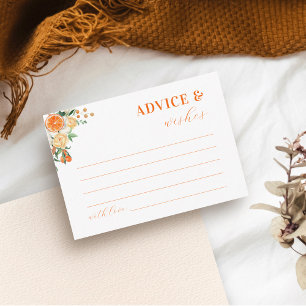Citrus Orange Floral Bridal Shower Advice & Wishes Enclosure Card