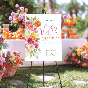 Citrus Orange Floral Bridal Shower Welcome Sign