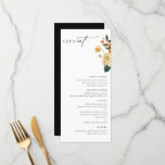 Citrus Orange Floral Menu<br><div class="desc">Watercolor Citrus Orange Fruit and Floral Wedding Menu Card. Chic black typography template with multiple lines for your custom menu items.</div>