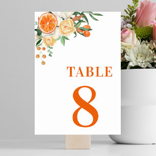 Citrus Orange Floral Tangerine Table 8 Wedding Number