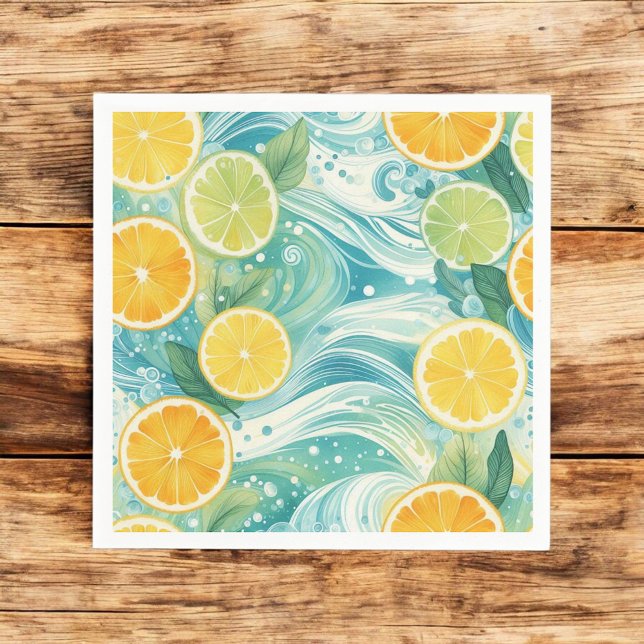 Citrus Orange Fresh Lemon & Yellow Green Summer  Napkin (Creator Uploaded)