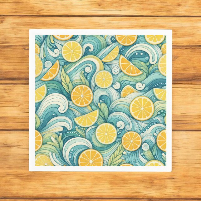Citrus Orange Fresh Lemon & Yellow Green Summer  Napkin (Creator Uploaded)