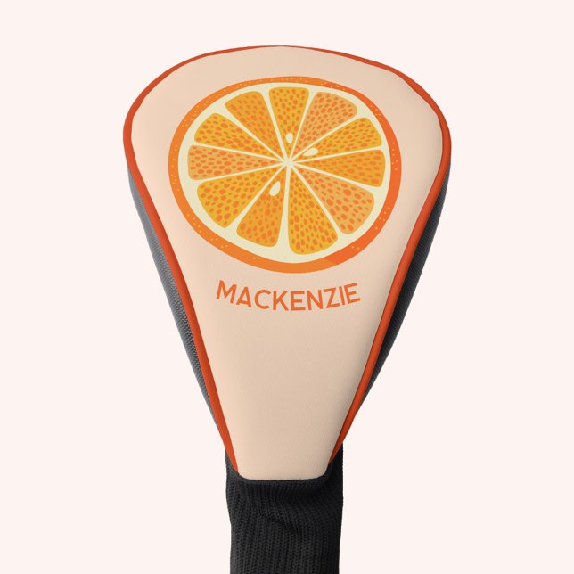 Citrus Orange Fruit Personalised Golf Head Cover (Fun personalized name citrus orange fruit slice golf head cover)