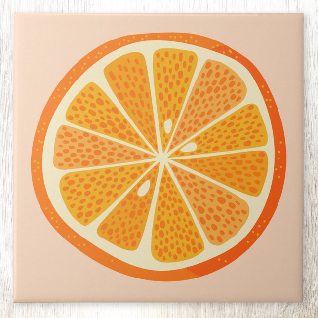 Citrus Orange Fruit Tile (Fun citrus orange slice ceramic tile)