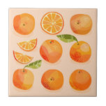 Citrus Orange Fruit Tile<br><div class="desc">Zingy and delicious orange citrus fruit on a blush pink background.  Perfect for foodies and anyone who loves cooking.
Original art by Nic Squirrell.</div>