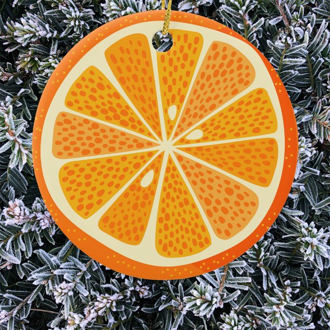 Citrus Orange Fun Festive Ceramic Tree Decoration (Fun citrus orange slice ceramic ornament)
