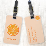 Citrus Orange Fun Personalised Luggage Tag<br><div class="desc">Fun orange citrus fruit on a blush pink background.  Original art by Nic Squirrell.  Change the name on the front and the details on the reverse to customise.</div>