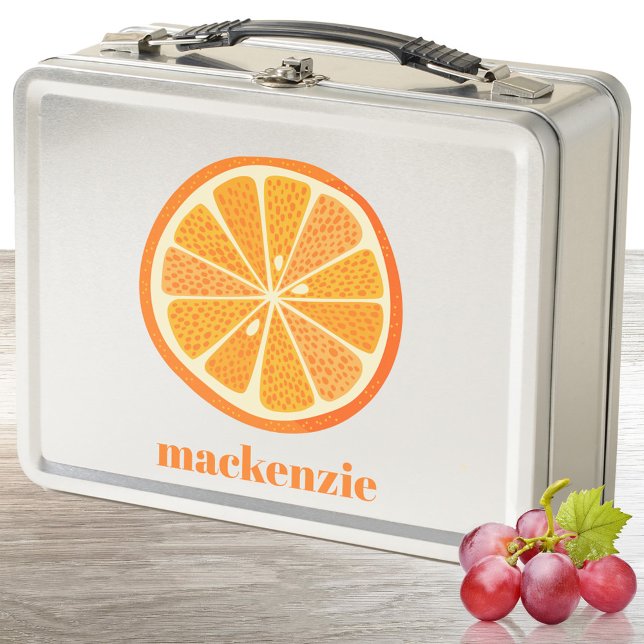 Citrus Orange Fun Personalised Metal Lunch Box (Fun personalized citrus orange slice metal lunch box)