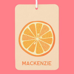Citrus Orange Fun Personalised Name Car Air Freshener