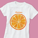 Citrus Orange Fun Personalised T-Shirt<br><div class="desc">Fun orange citrus fruit slice.  Original art by Nic Squirrell.  Change the name to customise.</div>