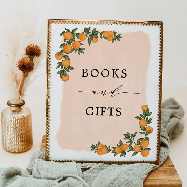 Citrus Orange Greenery Cutie Books & Gifts Sign (Creator Uploaded)