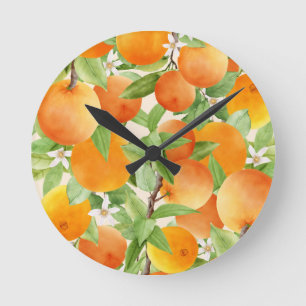 Citrus Orange Kitchen design Round Clock