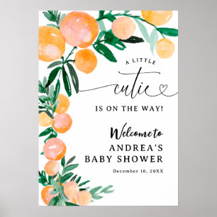 Citrus Orange Little Cutie Baby Shower 20x28inch Poster