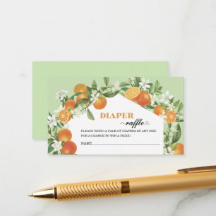 Citrus Orange Little Cutie  Watercolor baby shower Enclosure Card