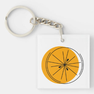 Citrus Orange Monogram square double-sided Key Ring