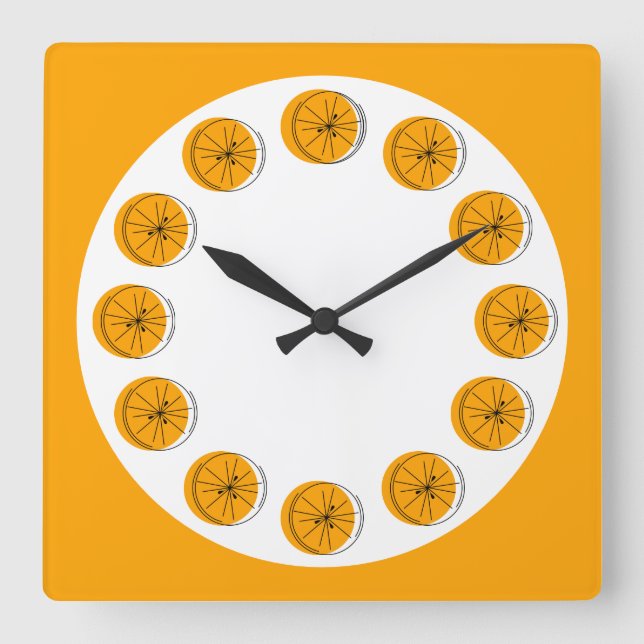Citrus Orange Multi clock square (Front)