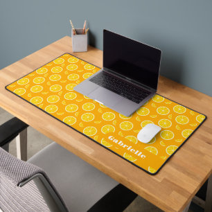 Citrus Orange Pattern Fruit Food Name Desk Mat