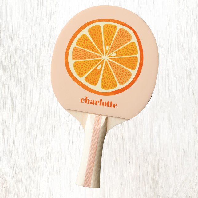 Citrus Orange Personalised Fun Fruit Ping Pong Paddle (Fun citrus orange slice food art personalized custom name ping pong paddle)