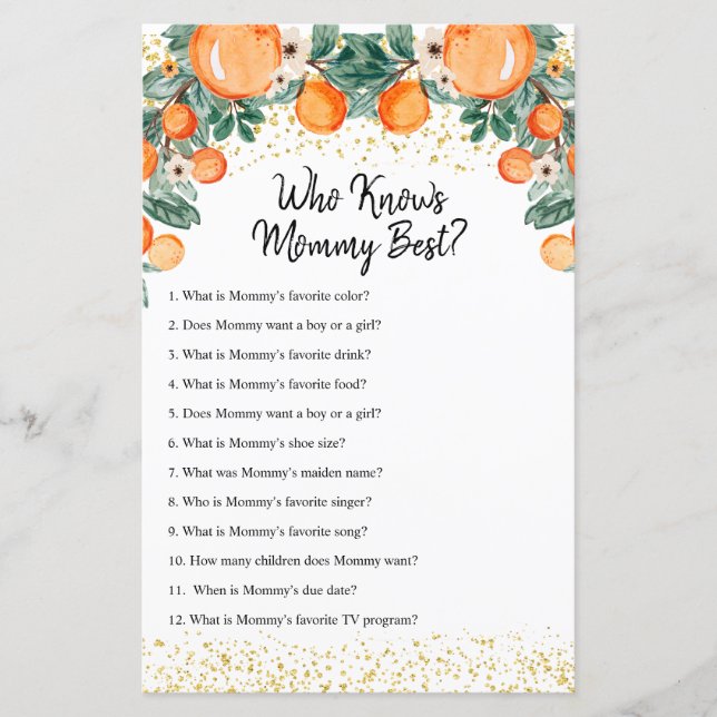 Citrus orange Summer Who Knows Mummy Best Game (Front)