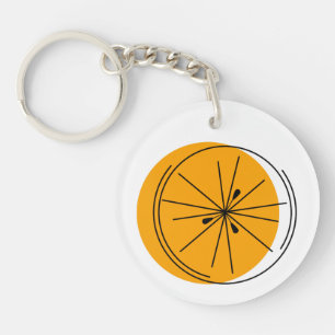 Citrus Orange Text circle double-sided Key Ring
