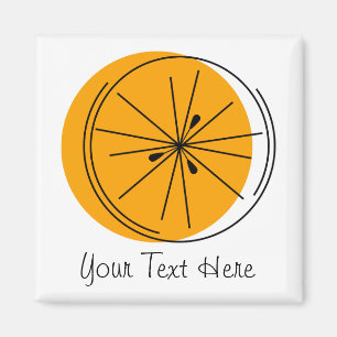 Citrus Orange Text magnet square