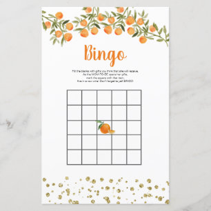 Citrus Orange Watercolor Bingo Game