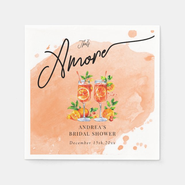 Citrus Orange Watercolor Bridal Shower Napkin (Front)