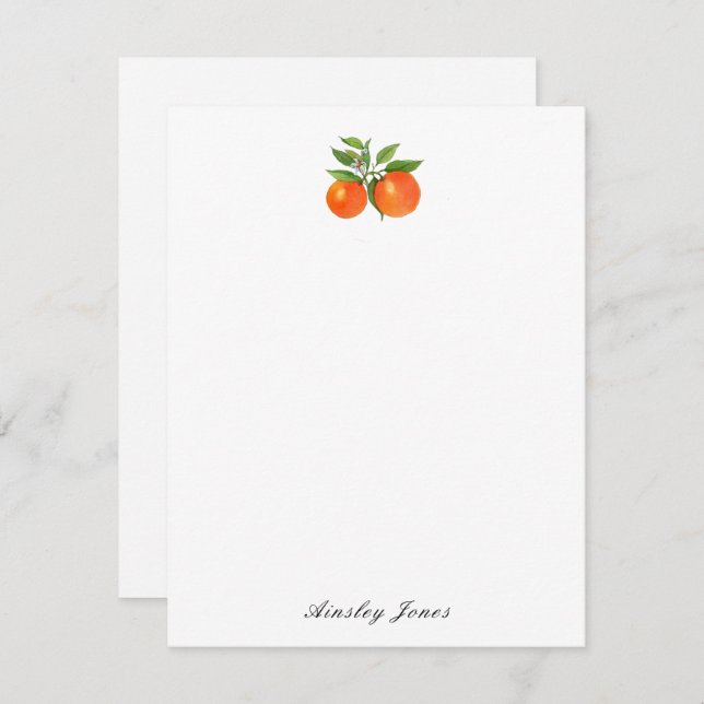 Citrus Orange Watercolor Personalised  Card (Front/Back)