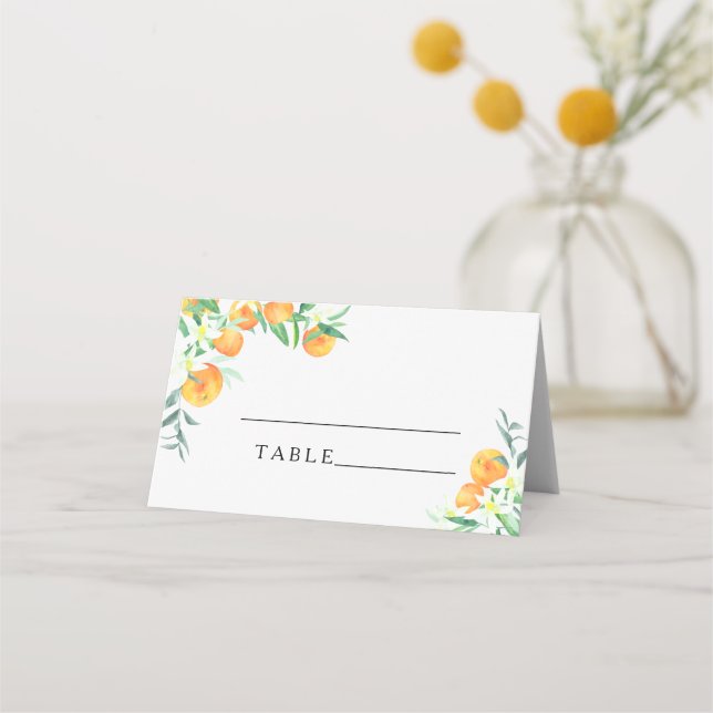 Citrus orange - wedding place cards (Front)