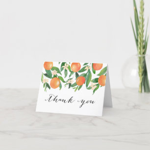Citrus Oranges Black Calligraphy Bridal Shower Thank You Card