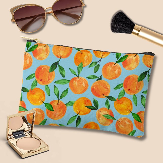 Citrus oranges fruit pattern accessory pouch (Oranges pattern fruity cosmetic pouch)