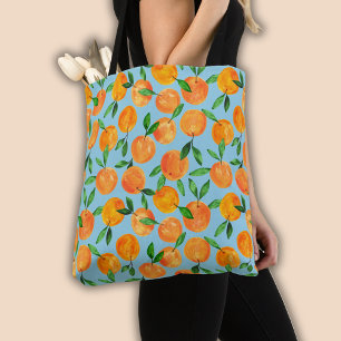 Citrus oranges fruit pattern tote bag