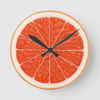 Citrus Oranges Fun Red Slice Round Clock