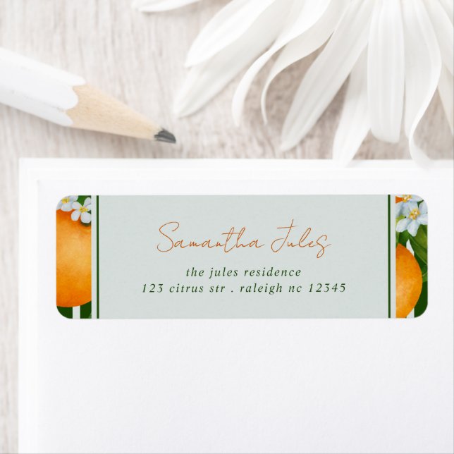 Citrus Oranges Green Stripes Return Address (Insitu)