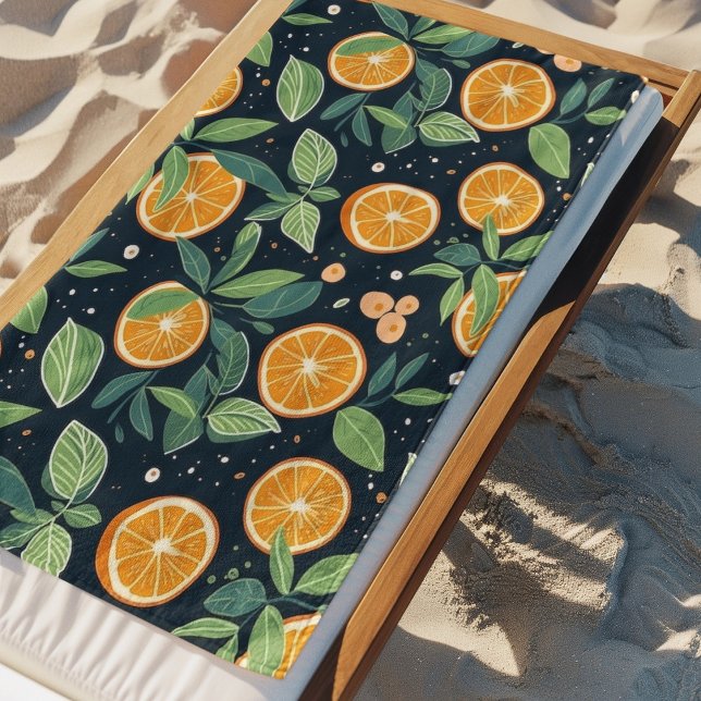 Citrus Oranges On Navy  Beach Towel (Creator Uploaded)