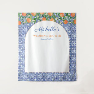 Citrus Oranges Positano Tile Photo Backdrop Tapestry