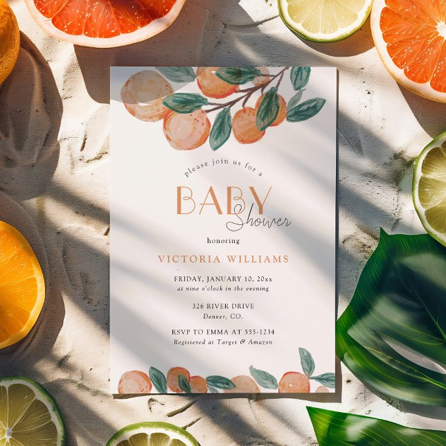Citrus Oranges Tangerines Baby Shower Invitation (Creator Uploaded)