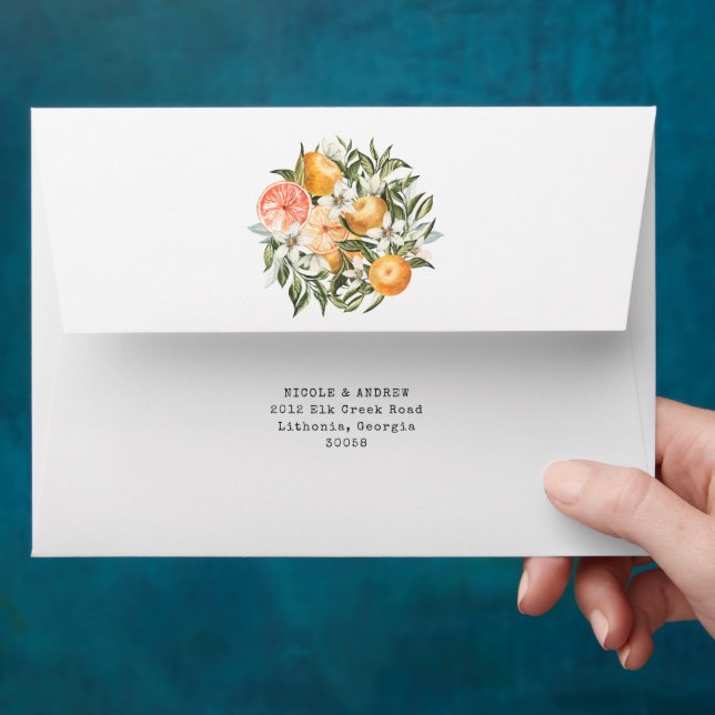 Citrus Orchard | Boho Botanical Wedding Envelope (Hand)