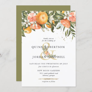 Citrus Orchard Boho Botanical Wedding Invitation