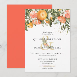 Citrus Orchard Boho Botanical Wedding Invitation