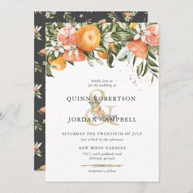 Citrus Orchard | Boho Botanical Wedding Invitation (Front/Back)