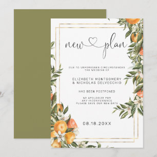 Citrus Orchard Postponed Wedding Announcement