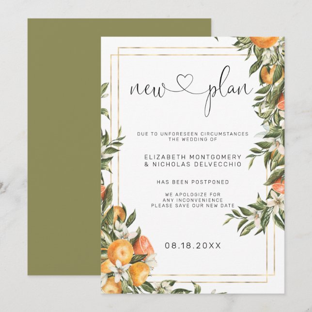 Citrus Orchard | Postponed Wedding Announcement (Front/Back)