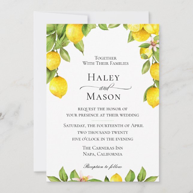 Citrus Orchard Wedding Invitation (Front)