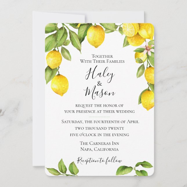 Citrus Orchard Wedding Invitation (Front)