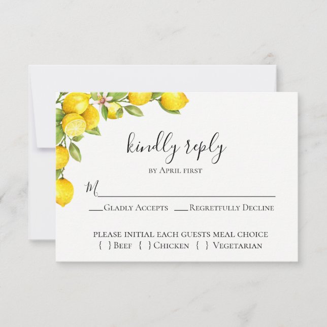 Citrus Orchard Wedding Meal Choice RSVP Card (Front)
