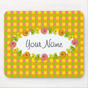 Citrus Oval Check mouse pad